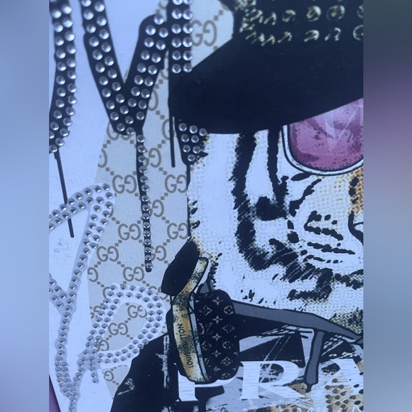 Luxury Wall Art - Framed Canvas Print, ft. Luxury Styled Tiger & Graffiti NWT - Picture 2 of 2